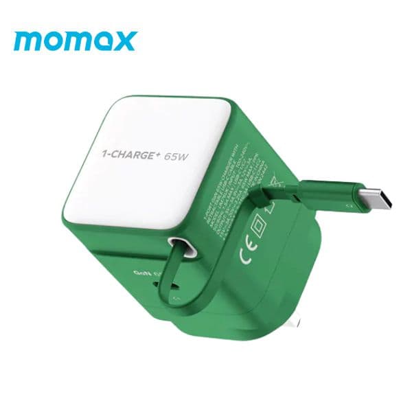 Momax 1-Charge+ 65W GaN Charger with Retractable Cable (US Plug) Momax 1-Charge+ 65W GaN Charger with Retractable Cable (US Plug)