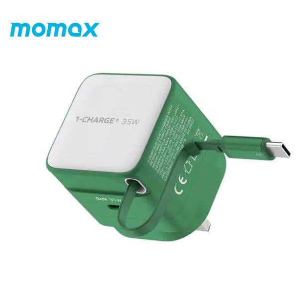 MOMAX 1-Charge+ 1-Port GaN Charger With Built-In USB-C Cable 35W MOMAX 1-Charge+ 1-Port GaN Charger With Built-In USB-C Cable 35W