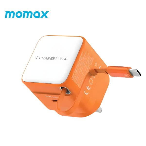 MOMAX 1-Charge+ 1-Port GaN Charger With Built-In USB-C Cable 35W MOMAX 1-Charge+ 1-Port GaN Charger With Built-In USB-C Cable 35W