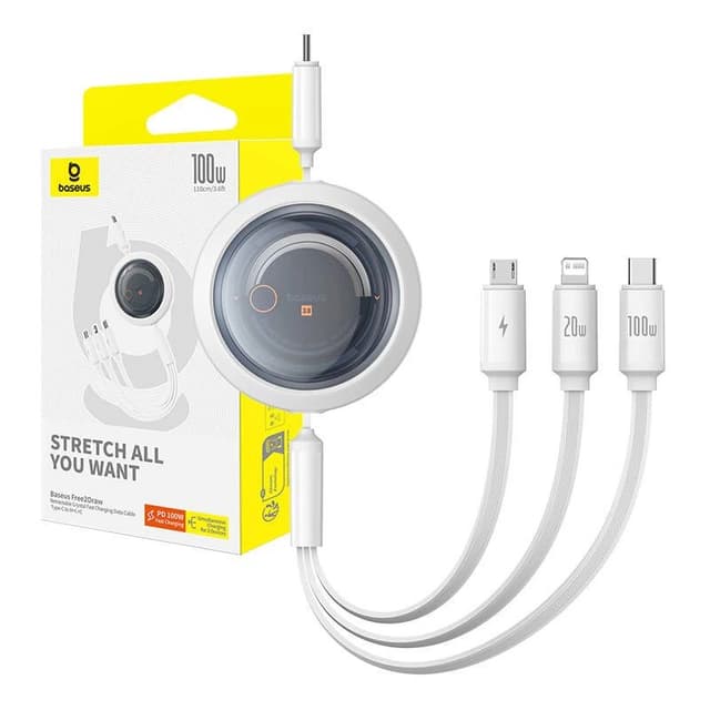 Baseus Cable Retractable Free2Draw Series Type-c To Type-c 100W Three in One Cable 1.1M Baseus Cable Retractable Free2Draw Series Type-c To Type-c 100W Three in One Cable 1.1M