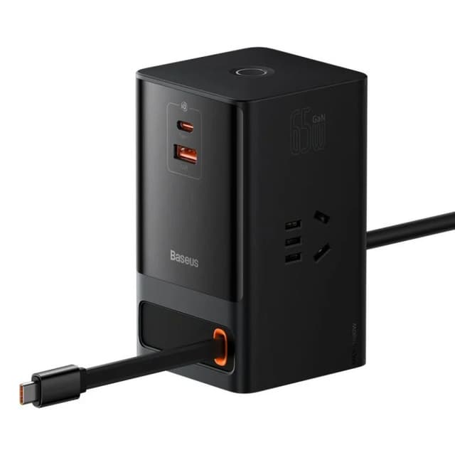 Baseus PowerCombo Digital Power Strip 3AC + USB + Type C+ Retractable-C 65W With 1.5m Power Cord Baseus PowerCombo Digital Power Strip 3AC + USB + Type C+ Retractable-C 65W With 1.5m Power Cord