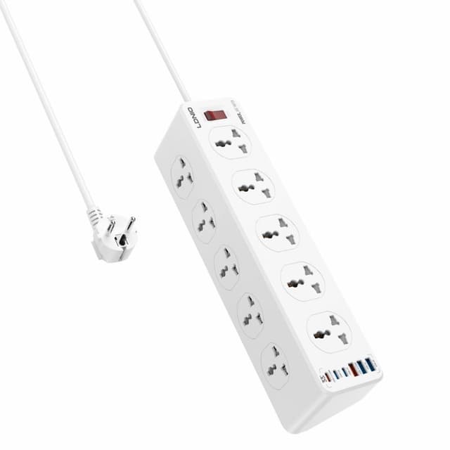LDNIO SC10610C Universal Power Strip | 10 AC Outlets with 6 USB LDNIO SC10610C Universal Power Strip | 10 AC Outlets with 6 USB