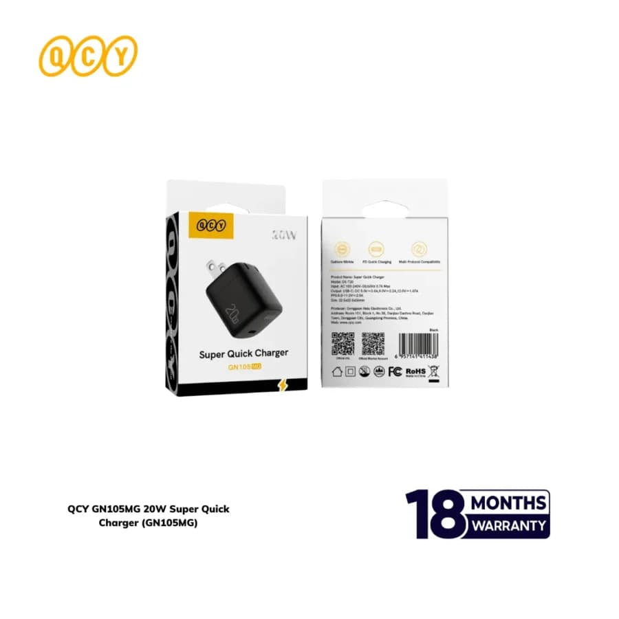 QCY GN105MG 20W Charger Adaptor QCY GN105MG 20W Charger Adaptor