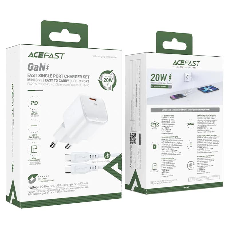 Acefast Wall Charger A73 Mini PD20W GaN Charger Acefast Wall Charger A73 Mini PD20W GaN Charger