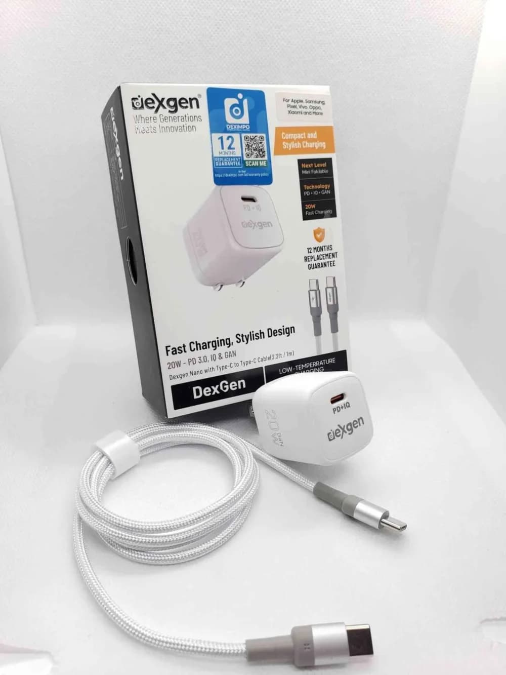 Dexgen Nano 20W Fast Charger – GaN PD Adapter & Combo (Type-C to Type-C / Lightning) Dexgen Nano 20W Fast Charger – GaN PD Adapter & Combo (Type-C to Type-C / Lightning)