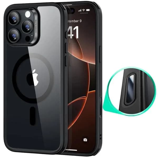 ESR HaloLock Classic Hybrid Case with Camera Control for iPhone 16 Series—Clear/Black ESR HaloLock Classic Hybrid Case with Camera Control for iPhone 16 Series—Clear/Black