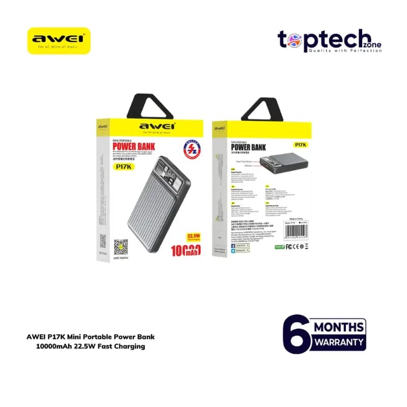 AWEI P17K Mini Power Bank 10000mAh 22.5W Fast Charging AWEI P17K Mini Power Bank 10000mAh 22.5W Fast Charging