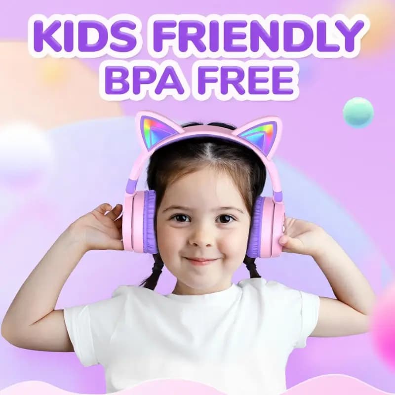 iClever Kids Bluetooth Headphones with LED Cat Ears iClever Kids Bluetooth Headphones with LED Cat Ears