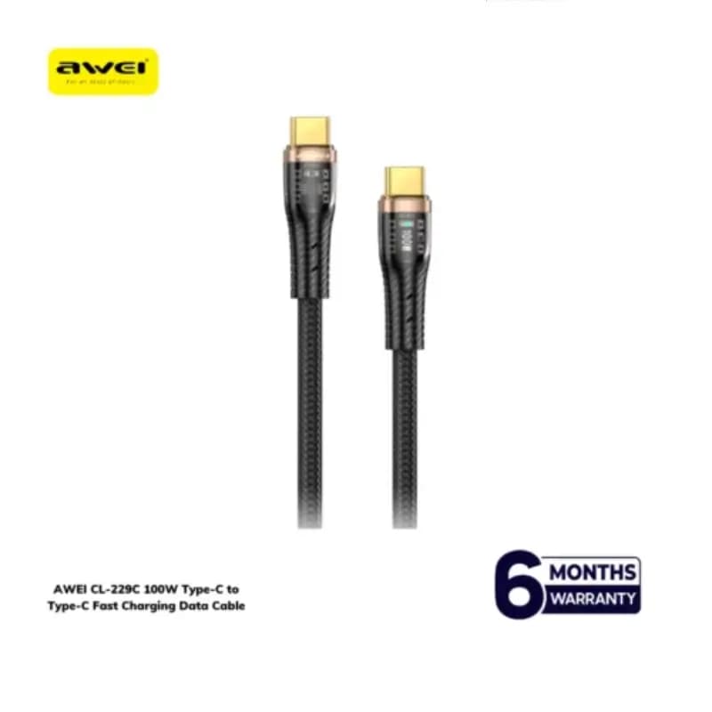 AWEI CL-229C 100W Type-C to Type-C Fast Charging Cabl AWEI CL-229C 100W Type-C to Type-C Fast Charging Cabl