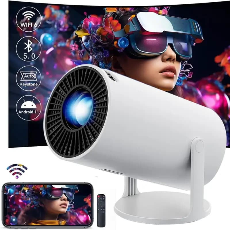 Amovfilm HY300 Mini WiFi6 Projector with Android TV 11.0