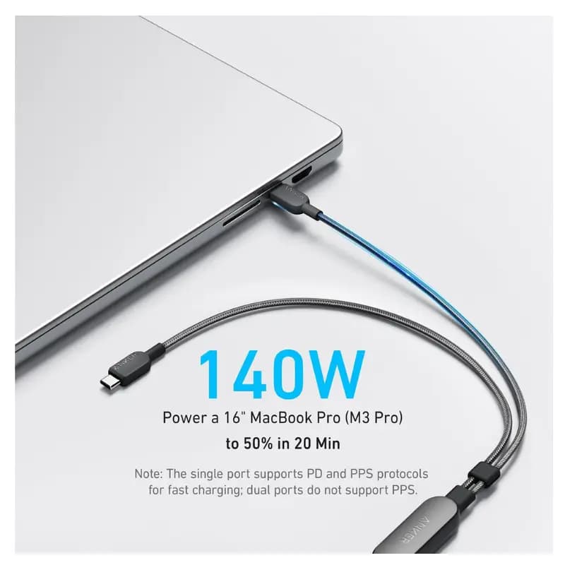 Anker A8895 140W USB-C to USB-C Braided Charging Cable Anker A8895 140W USB-C to USB-C Braided Charging Cable