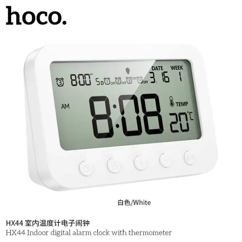 HOCO HX44 Smart Digital Alarm Clock with LED Display and Indoor Thermometer HOCO HX44 Smart Digital Alarm Clock with LED Display and Indoor Thermometer