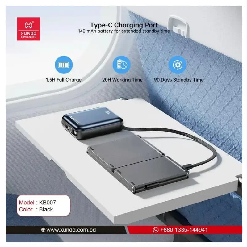 XUNDD KB007 Foldable Wireless Keyboard with Tri-Fold Portable Design XUNDD KB007 Foldable Wireless Keyboard with Tri-Fold Portable Design