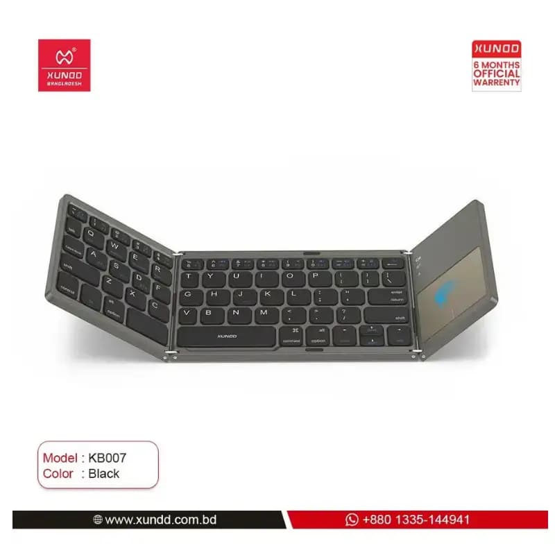 XUNDD KB007 Foldable Wireless Keyboard with Tri-Fold Portable Design XUNDD KB007 Foldable Wireless Keyboard with Tri-Fold Portable Design