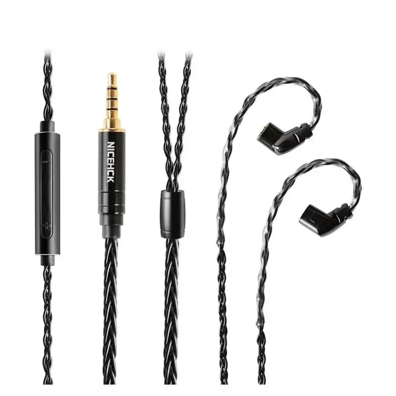 NICEHCK Black Wheat 8-Core Silver-Plated 2-Pin Microphone Cable NICEHCK Black Wheat 8-Core Silver-Plated 2-Pin Microphone Cable
