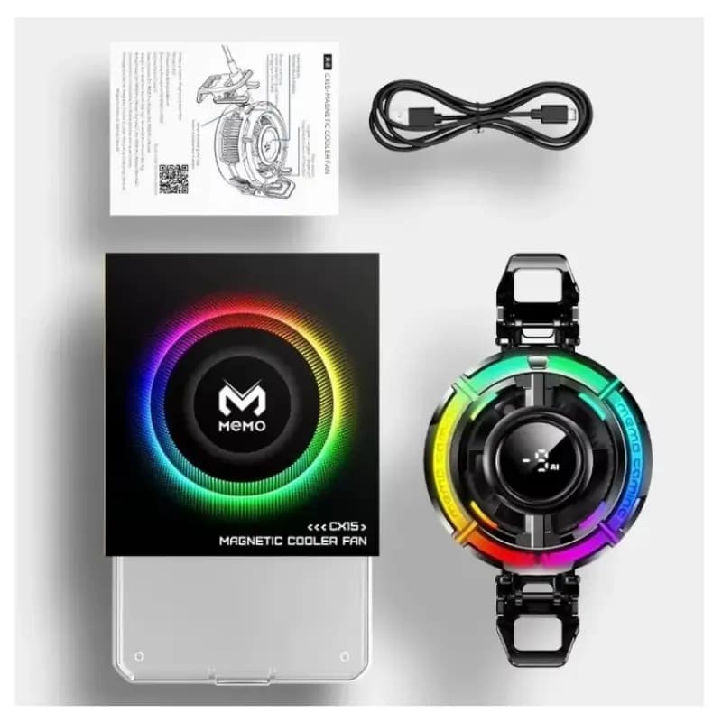 MEMO CX15 Magnetic Phone Cooling Fan with Digital Display and RGB Lighting MEMO CX15 Magnetic Phone Cooling Fan with Digital Display and RGB Lighting
