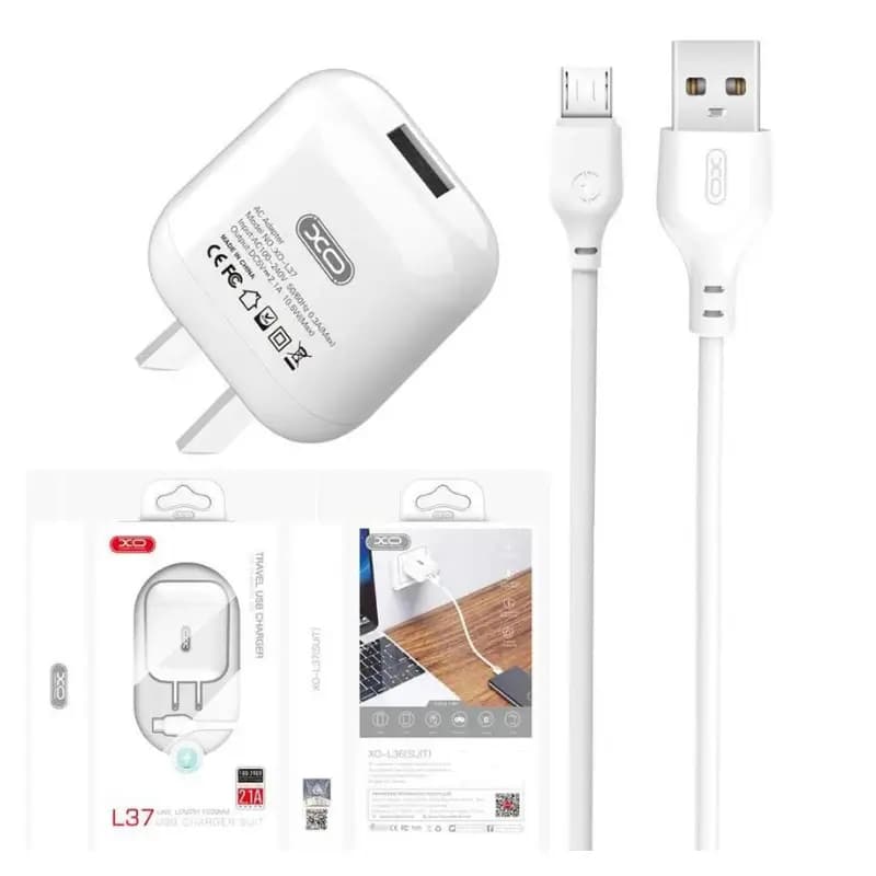 XO L37 EU Wall Charger 2.1A Fast Charging with NB103 Micro USB Cable XO L37 EU Wall Charger 2.1A Fast Charging with NB103 Micro USB Cable