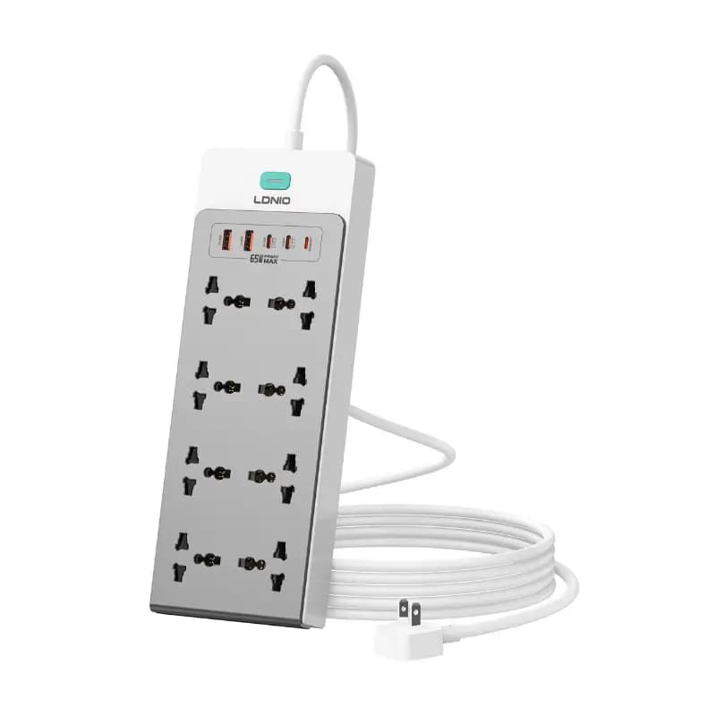 LDNIO SC4 13-in-1 GaN Power Strip 65W Charging Station with 8 AC Outlets LDNIO SC4 13-in-1 GaN Power Strip 65W Charging Station with 8 AC Outlets
