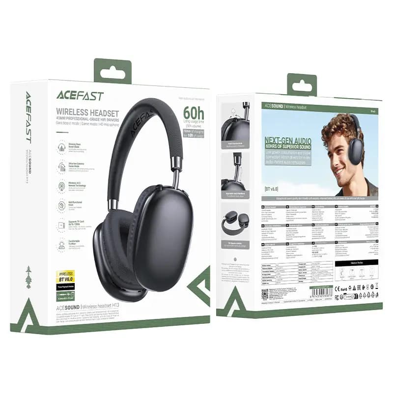 ACEFAST H13 Wireless Bluetooth 6.0 Headset with 40mm Hi-Fi Drivers ACEFAST H13 Wireless Bluetooth 6.0 Headset with 40mm Hi-Fi Drivers