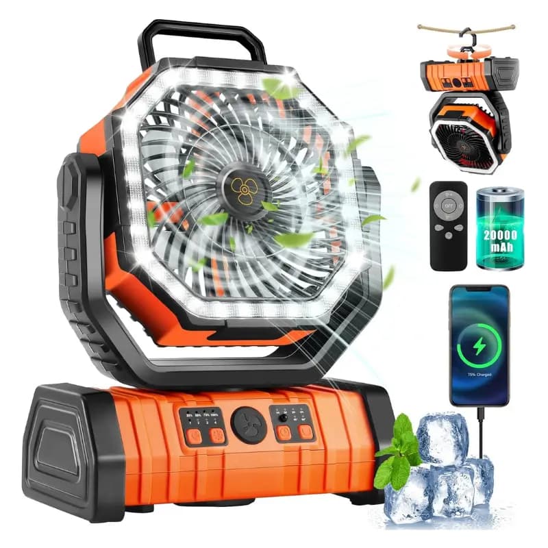 XISU F6 Rechargeable Camping Tent Fan with LED Light