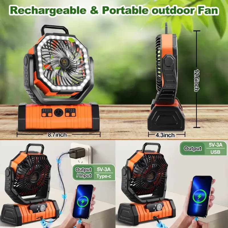 XISU F6 Rechargeable Camping Tent Fan with LED Light XISU F6 Rechargeable Camping Tent Fan with LED Light