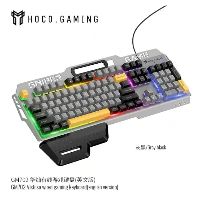 Hoco GM702 Vistoso Wired Gaming Keyboard with LED Backlight & Hand Rest Hoco GM702 Vistoso Wired Gaming Keyboard with LED Backlight & Hand Rest