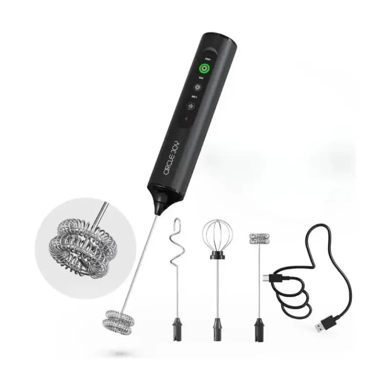 Circle Joy Rechargeable Milk Frother Wand – 13,000 RPM Motor, Steel Whisk Circle Joy Rechargeable Milk Frother Wand – 13,000 RPM Motor, Steel Whisk