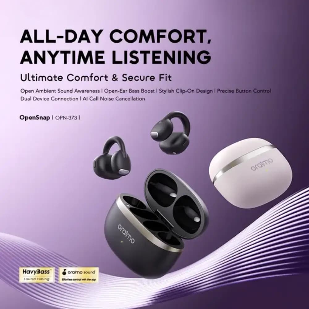 oraimo OpenSnap Clip-On Wireless Earphones With 26-Hour Playtime oraimo OpenSnap Clip-On Wireless Earphones With 26-Hour Playtime