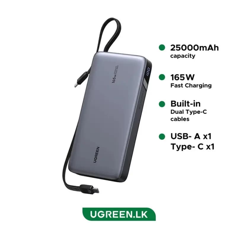 UGREEN PB552 25000mAh 165W power bank front view UGREEN PB552 25000mAh 165W power bank front view