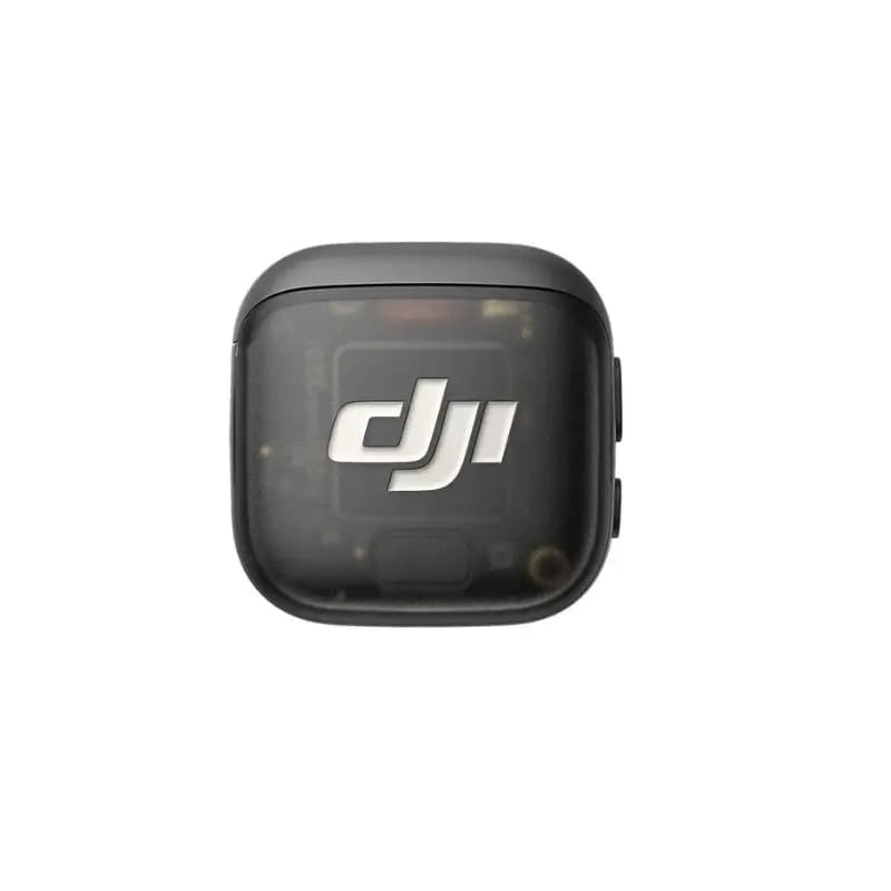 DJI Mic 3 transmitter showing dual-band wireless and 400m range