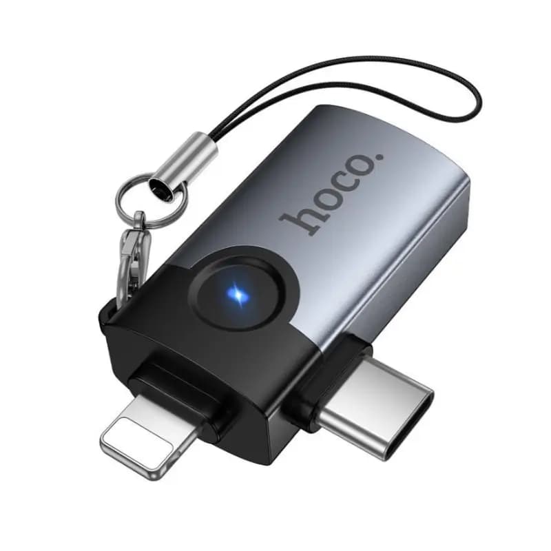Hoco UA46D 2-in-1 OTG Adapter for Lightning and USB-C Hoco Victory UA46D 2-in-1 Lightning and USB-C OTG adapter