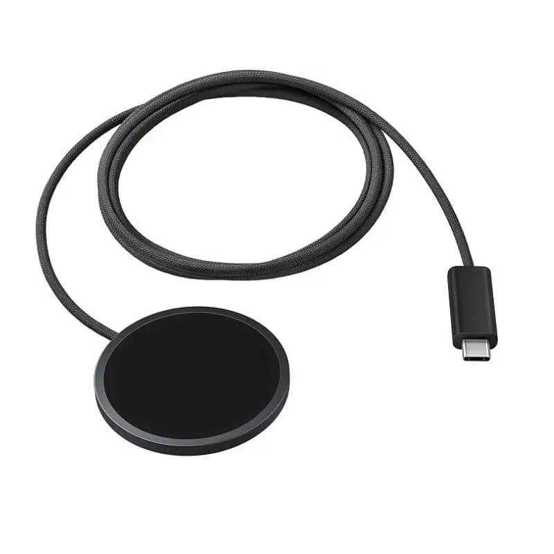 Samsung 25W Qi2 magnetic wireless charger dark gray front view Samsung 25W Qi2 magnetic wireless charger dark gray front view