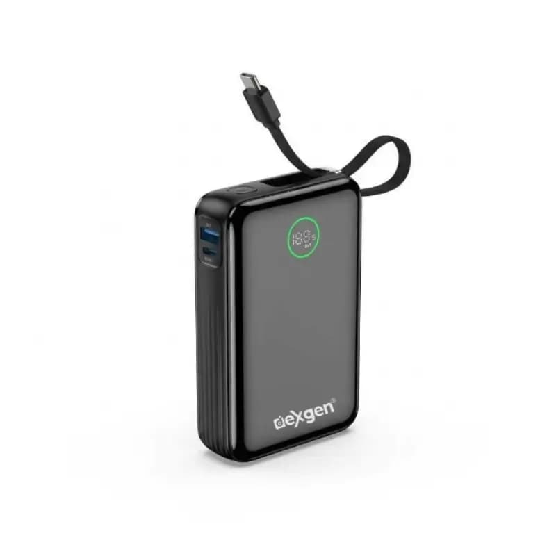 Digital display on the DexGen power bank showing remaining battery level