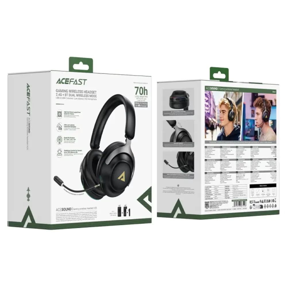 ACEFAST H20 gaming wireless headset front view ACEFAST H20 gaming wireless headset front view