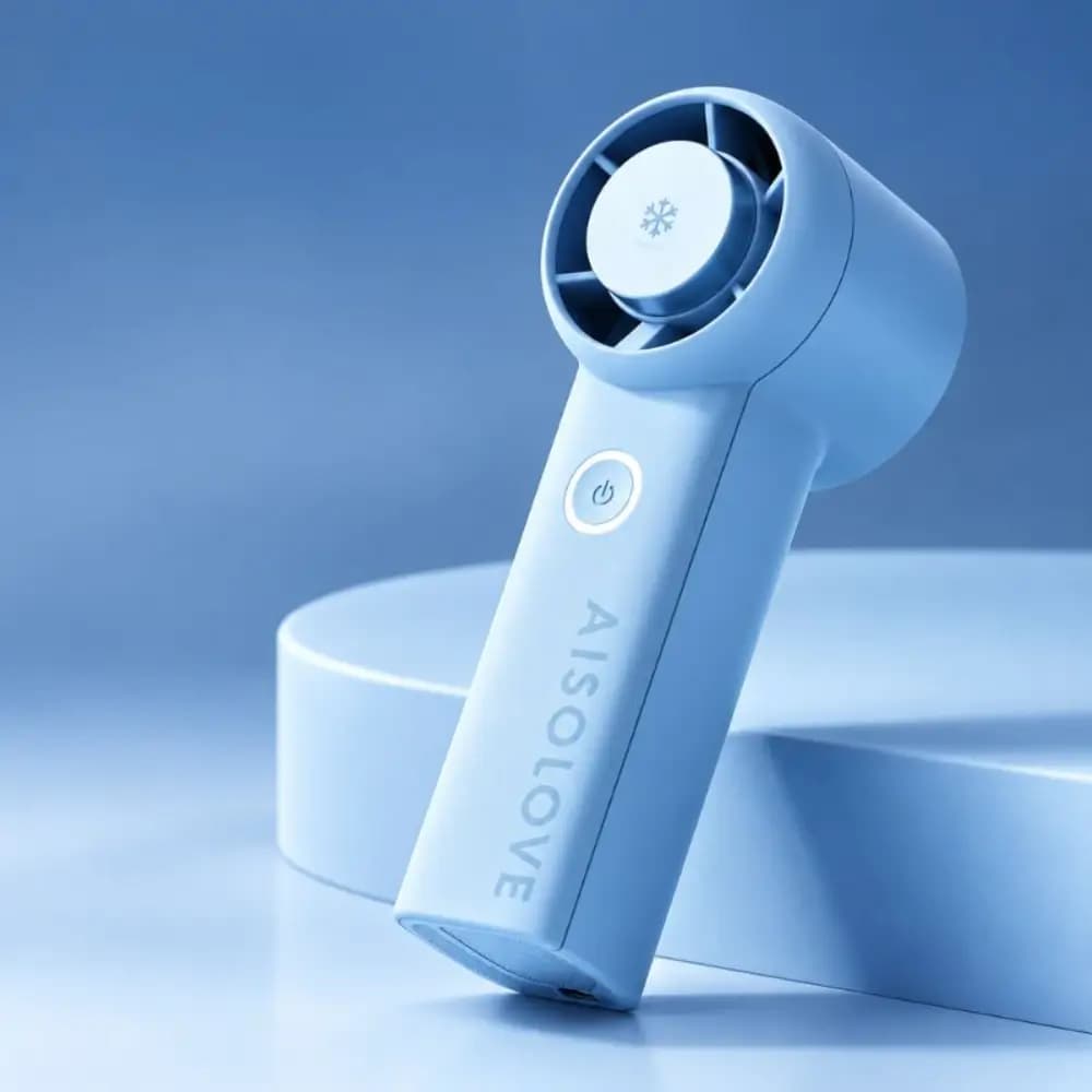 Xiaomi AISOLOVE F03 Semiconductor Cooling Fan with 5000mAh Battery Close-up of AISOLOVE F03 speed control buttons