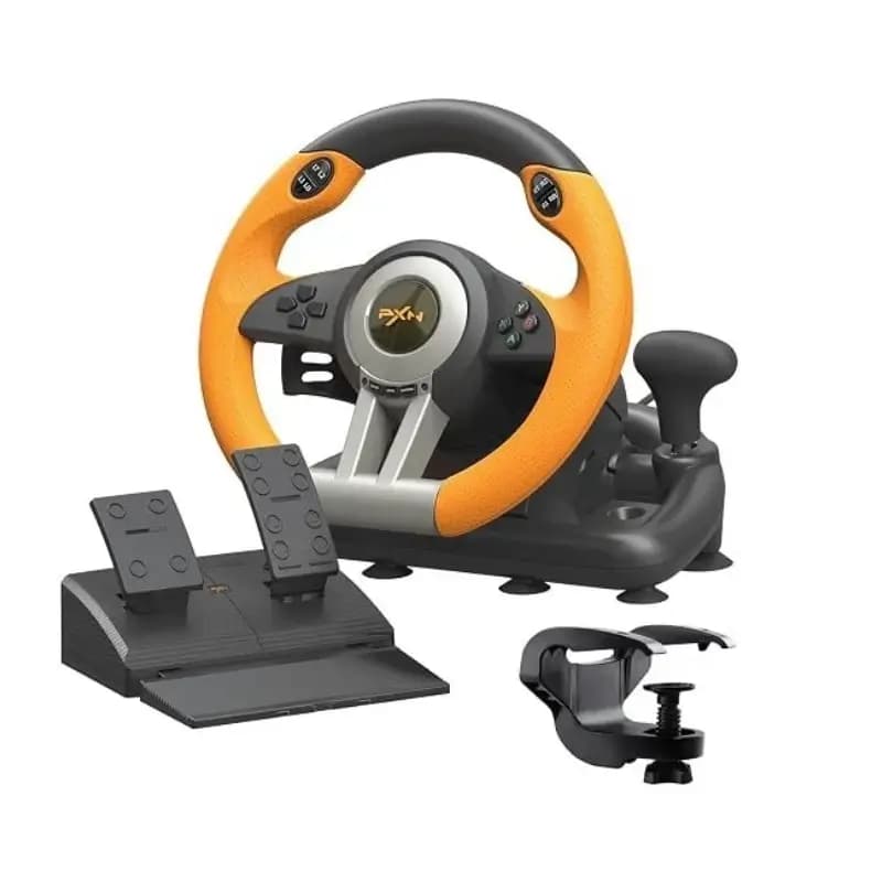 Close-up of PXN V3 Pro steering wheel with dual-motor vibration Close-up of PXN V3 Pro steering wheel with dual-motor vibration
