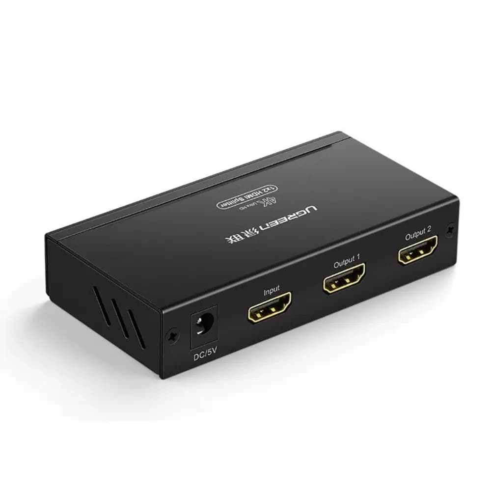 Close-up of UGREEN CM619 HDMI input and output ports