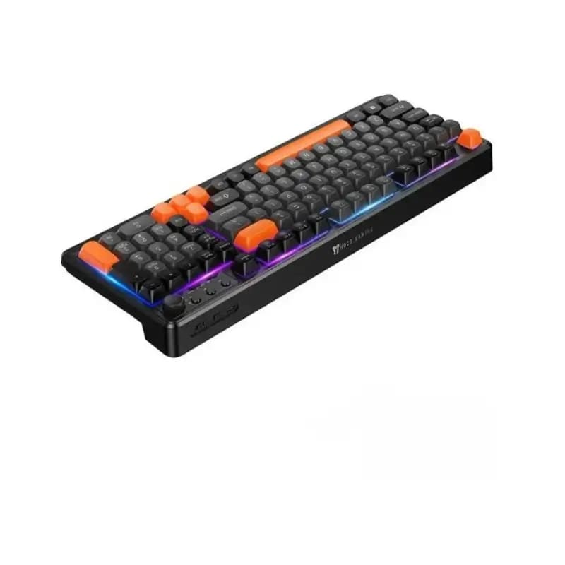 Close-up of Hoco GM751 keyboard RGB rainbow backlighting effect Close-up of Hoco GM751 keyboard RGB rainbow backlighting effect