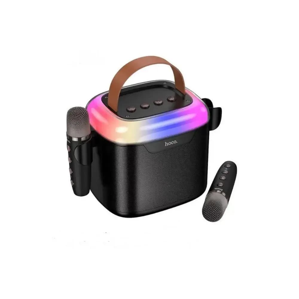 Hoco DS69 Vessel RGB Bluetooth Speaker with Wireless Microphones Hoco DS69 Vessel RGB Bluetooth speaker front view with lighting on