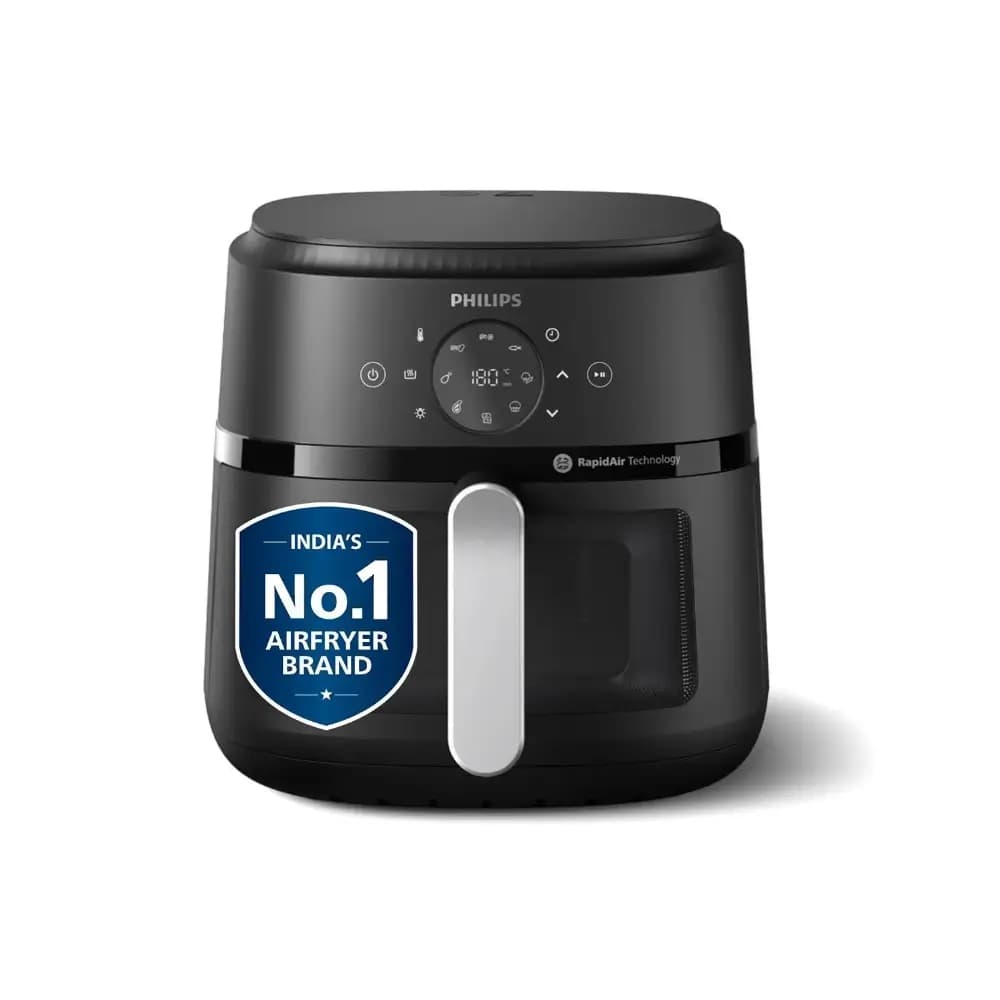 Philips NA231 6.2L Digital Air Fryer With Cooking Window Philips NA231 6.2L digital air fryer front view on kitchen counter