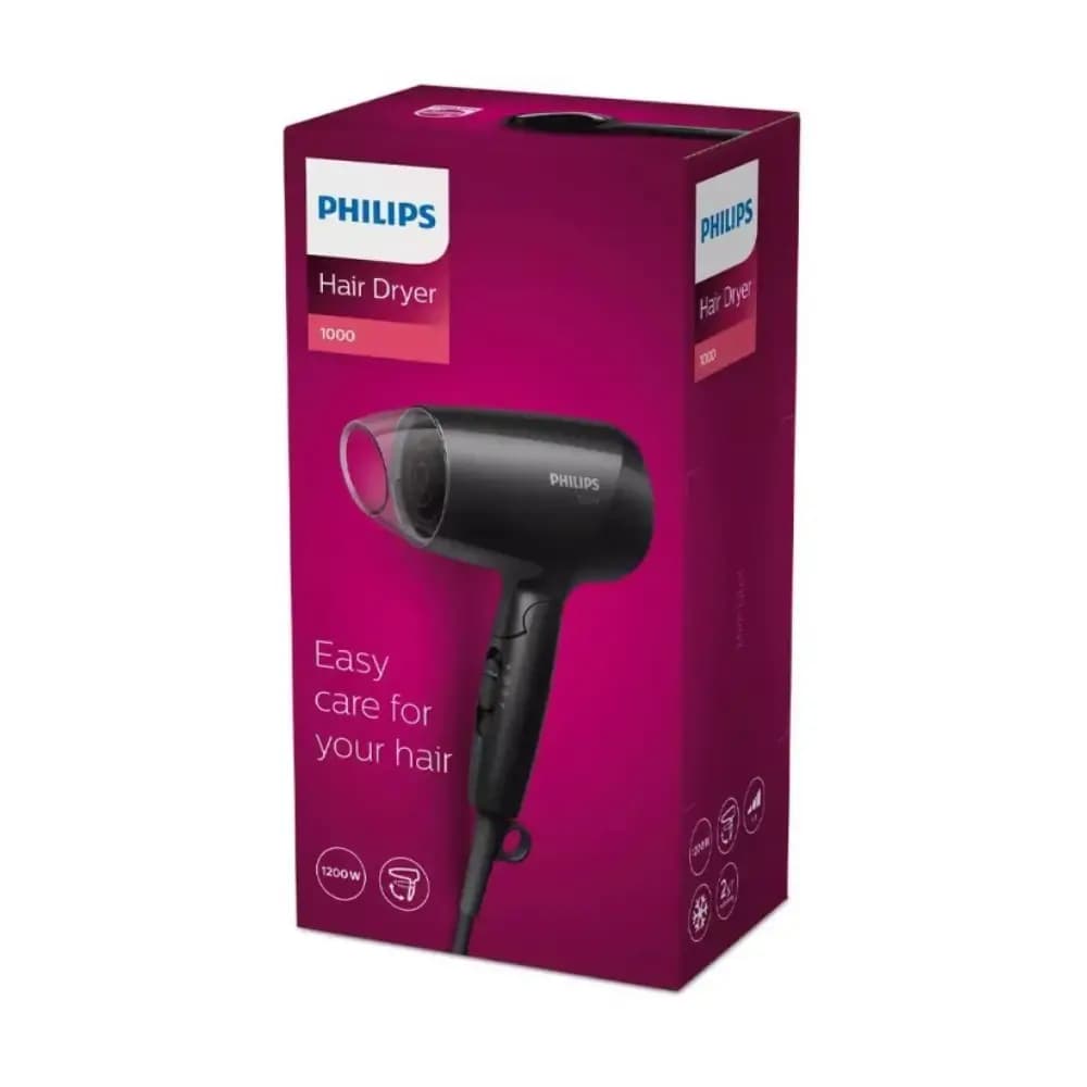 Philips BHC010/10 black 1200W hair dryer front view Philips BHC010/10 black 1200W hair dryer front view