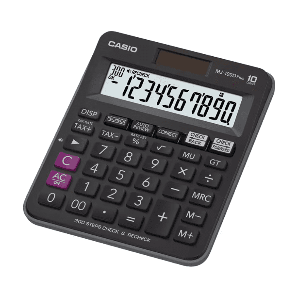 Casio MJ-100DPLUS check and correct desktop calculator front view Casio MJ-100DPLUS check and correct desktop calculator front view