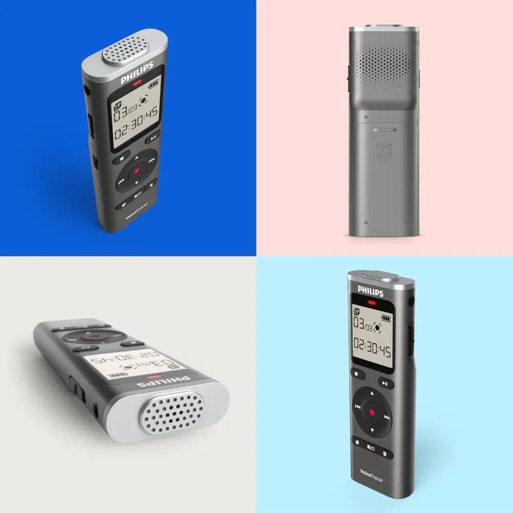 Philips DVT1170 VoiceTracer voice recorder front view Philips DVT1170 VoiceTracer voice recorder front view