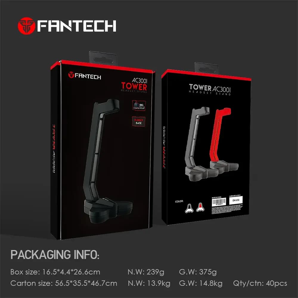 Fantech AC3001 headphone stand with weighted triangular base Fantech AC3001 headphone stand with weighted triangular base