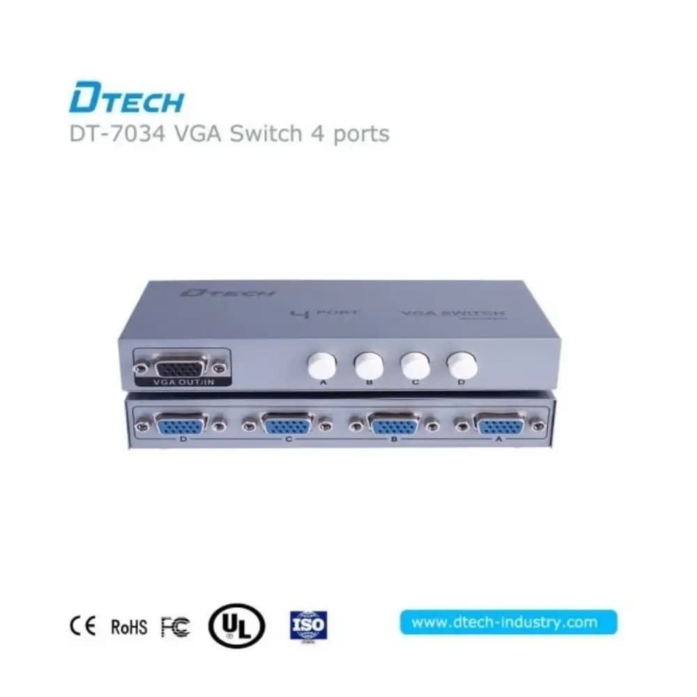 Dtech DT-7034 4 in 1 VGA switcher on a white background Dtech DT-7034 4 in 1 VGA switcher on a white background