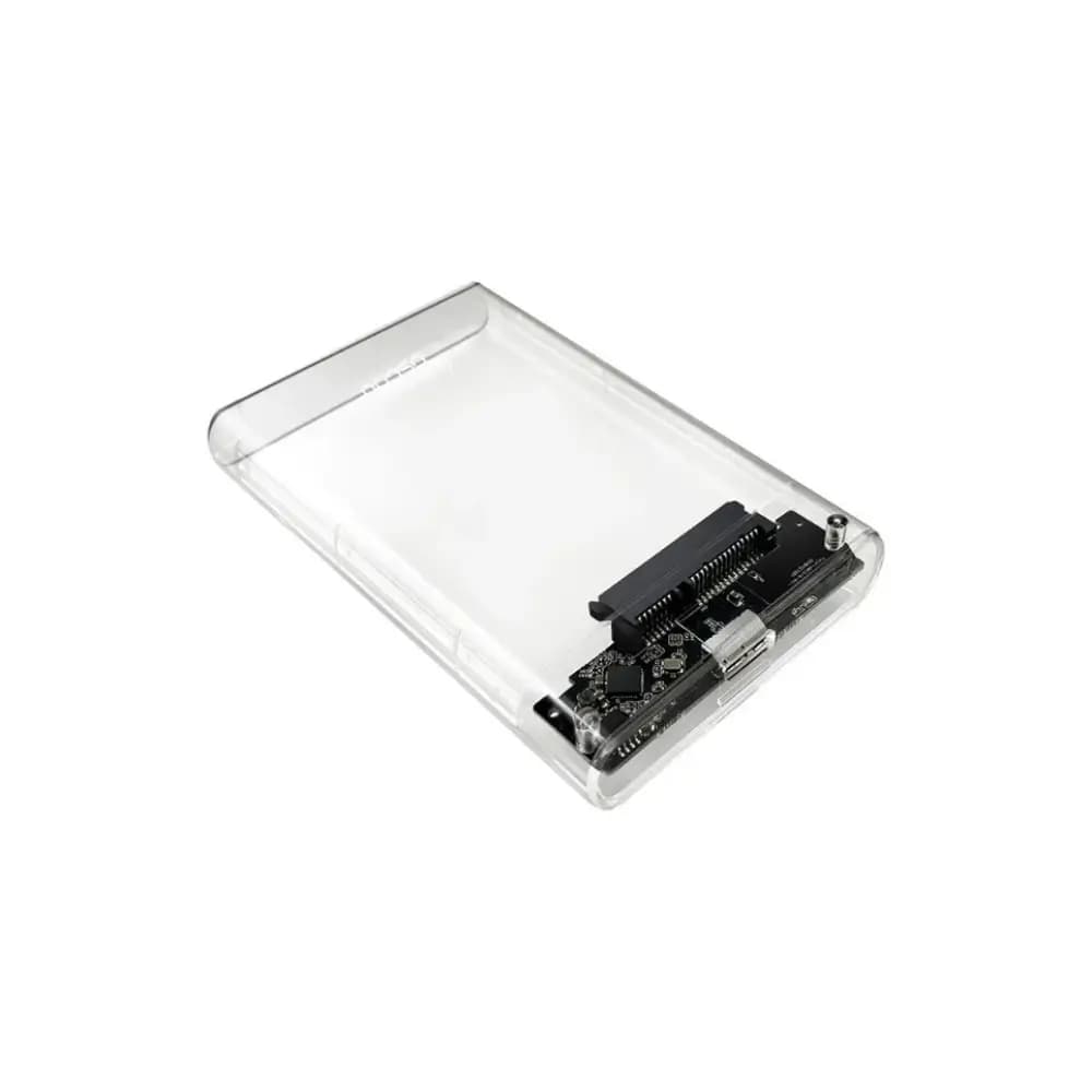 OSCOO HD1 transparent 2.5 inch USB 3.0 HDD enclosure front view OSCOO HD1 transparent 2.5 inch USB 3.0 HDD enclosure front view