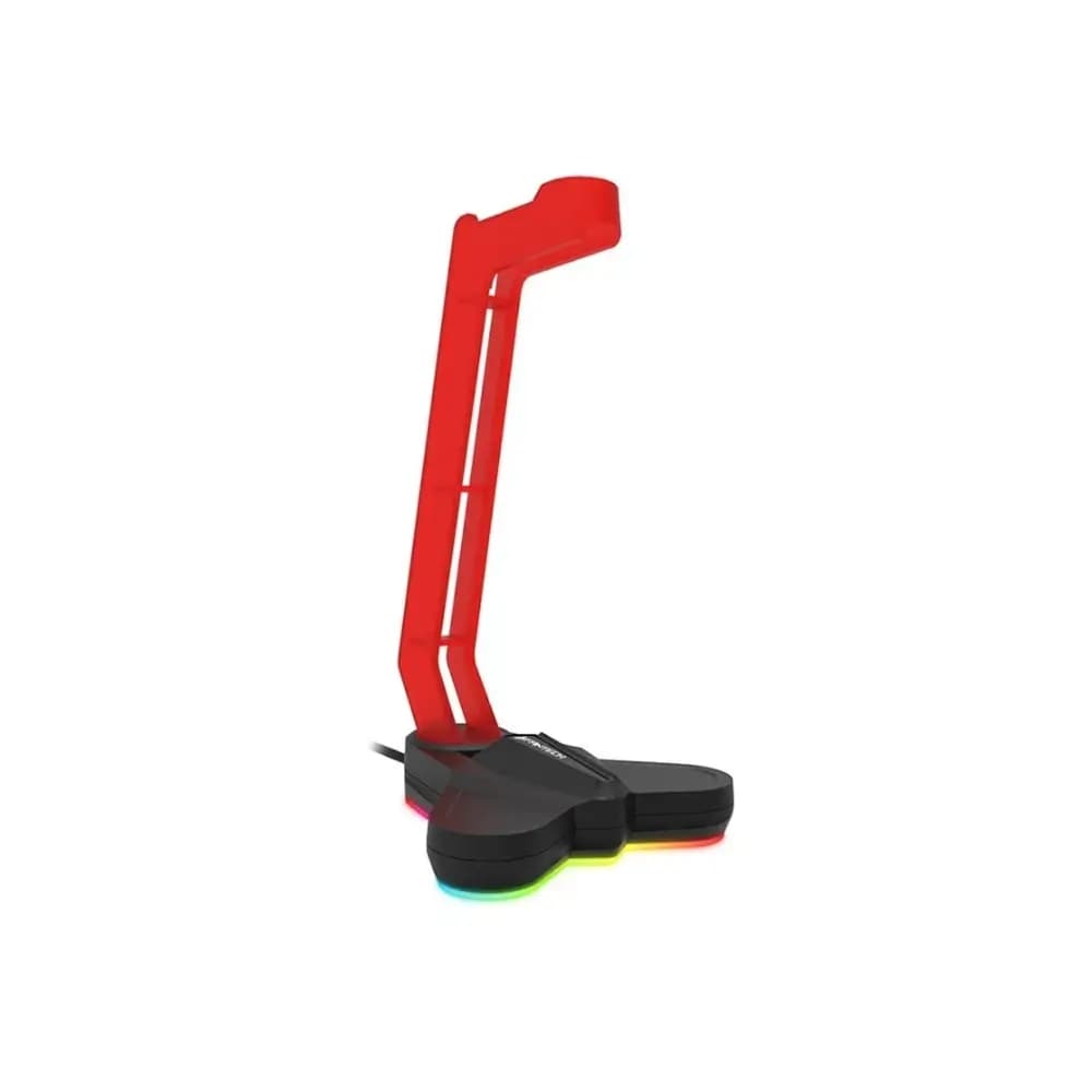 Triangular base of the Fantech AC3001S RGB headphone stand for stability