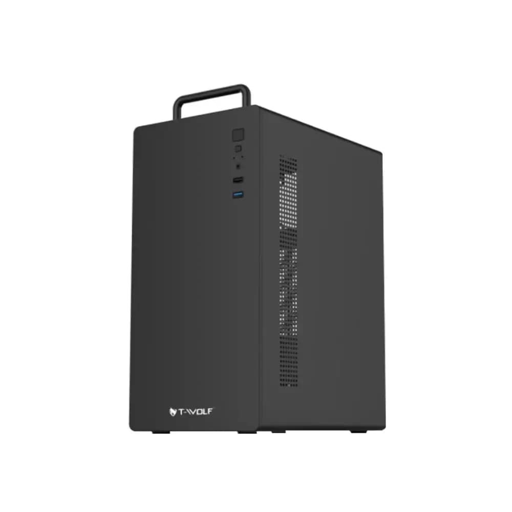 T-Wolf Ironcore Office black mATX mid tower PC casing front