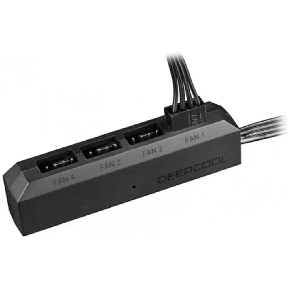 Close-up of the ports on the Deepcool FH-04 PWM fan hub