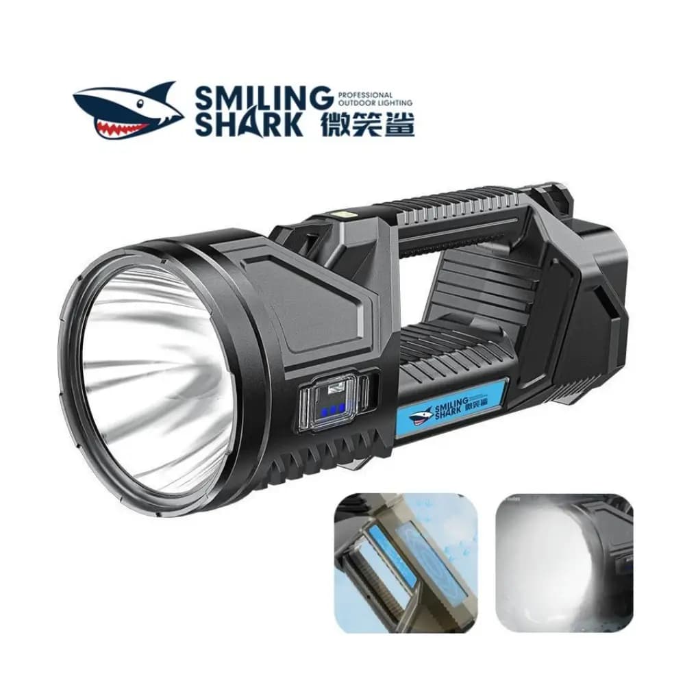 Smiling Shark ST5123 Rechargeable LED Searchlight Flashlight XPE and COB dual light source on the Smiling Shark ST5123 flashlight
